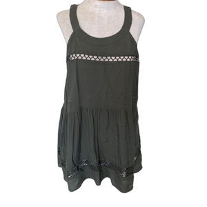 Olive Green Sleeveless Top Shirt Torrid Size 4 Rayon Lace Trim